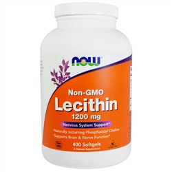 Now Foods, Лецитин без ГМО, 1200 мг, 400 мягких желатиновых капсул