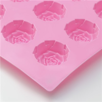 Форма силиконовая для выпечки Доляна «Роза», 29,5×17,5 см, 15 ячеек, цвет МИКС