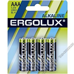 Бат. ERGOLUX "Alkaline" LR03- 4шт.мизинчик,блистер