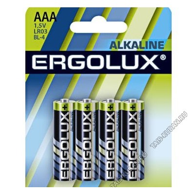 Бат. ERGOLUX "Alkaline" LR03- 4шт.мизинчик,блистер