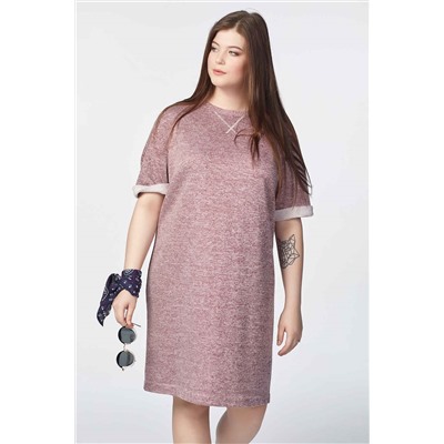 Платье-футболка трикотажное из хлопка большого размера бордовый меланж