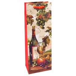 Пакет подарочный Натюрморт с вином и фруктами (с матовой ламинацией) 12x36x8,5 см