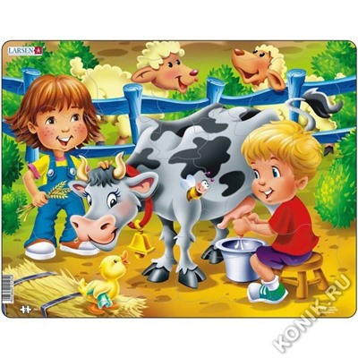 Пазл Larsen «Дети на ферме: корова», 18 эл. BM5
