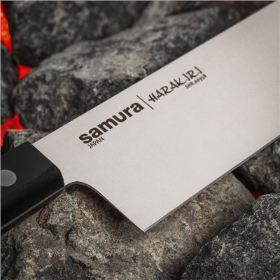Нож кухонный Samura HARAKIRI, Сантоку, лезвие 17,5 см, чёрная рукоять
