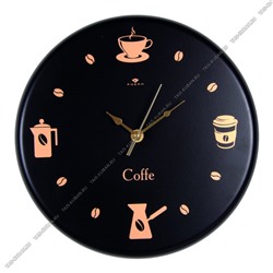 Часы (металл) круг.d27см "Время для кофе" черные,