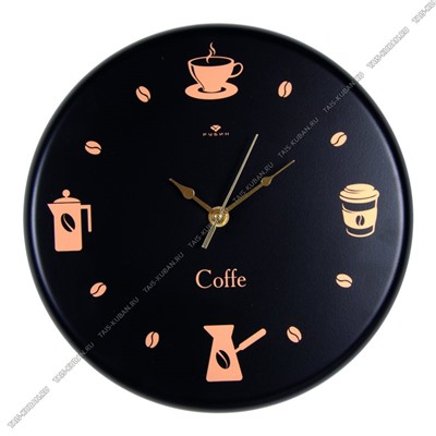 Часы (металл) круг.d27см "Время для кофе" черные,