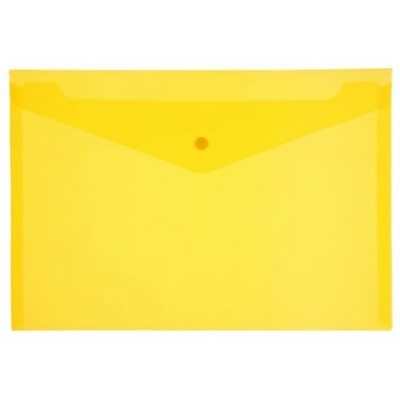 Папка-конверт на кнопке А4 180мкм жёлтая