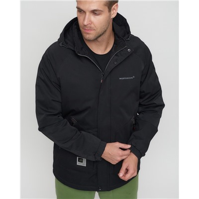 Куртка спортивная мужская с капюшоном черного цвета 8598Ch