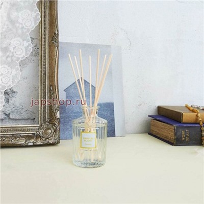 Sawaday Stick Parfum Blanc Натуральный аромадиффузор для дома, с теплым древесным ароматом и цветочно-цитрусовыми нотками, 8 палочек, стеклянный флакон, 70 мл(4987072038482)