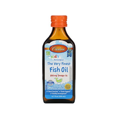 Carlson Labs, Kid's, норвежская серия, самый лучший рыбий жир, натуральный ароматизатор со вкусом апельсина, 800 мг, 200 мл (6,7 жидкой унции)