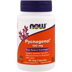 Now Foods, Pycnogenol, 100 мг, 60 вегетарианских капсул
