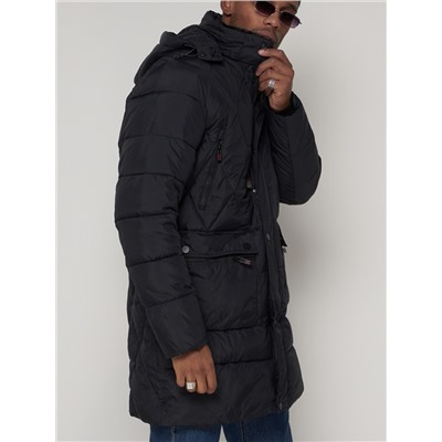Куртка зимняя мужская классическая стеганная темно-синего цвета 92895TS