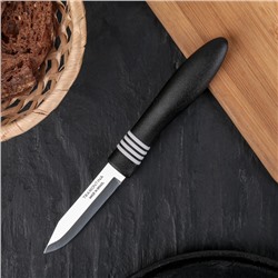Нож для овощей Tramontina Cor&Cor, лезвие 7,5 см, сталь AISI 420, чёрная рукоять
