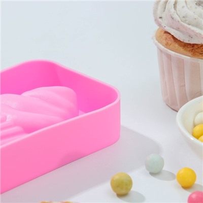 Форма силиконовая для мороженого Доляна «Капкейк», 14×7,5×2,5 см, цвет розовый