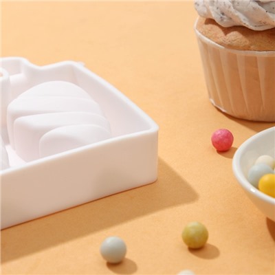 УЦЕНКА Форма для мороженого «Клубника со сливками», 19,5×11,5×2,4 см, 4 ячейки (6,7×3,7 см), цвет МИКС