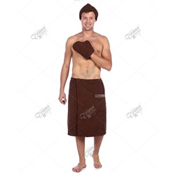 Текстиль махровый мужской коричневый из 3 предметов