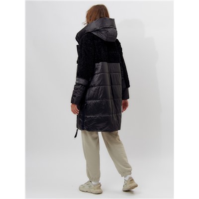 Пальто утепленное женское зимние черного цвета 11209Ch
