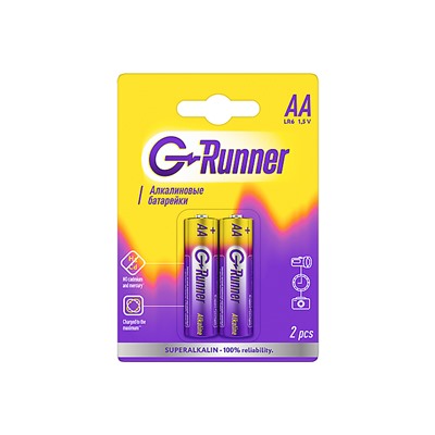 Батарейки алкалиновые «G-runner» AA/LR6, 1,5 V, в блистере 2 батарейки