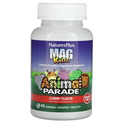 Натурес Плюс, Animal Parade, MagKidz, магний для детей, натуральный вишневый вкус, 90 таблеток в форме животных