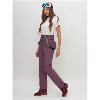 Полукомбинезон брюки горнолыжные женские темно-фиолетового цвета 66215TF