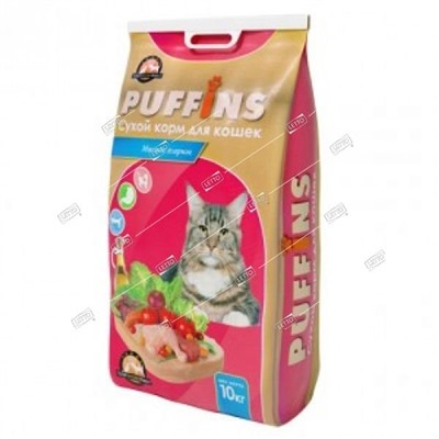 Пуффинс корм для кошек Мясное жаркое 10кг сухой 0312