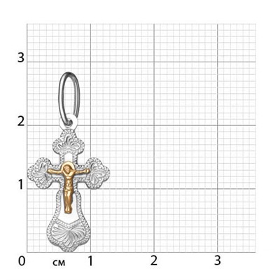 156-08 Крест комбинированый серебро+золото штампованный