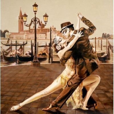 Алмазная мозаика 40х40см Венецианское танго (холст)
