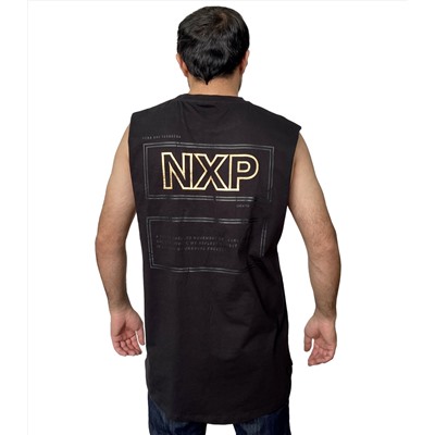 Мужская супер майка NXP – повседневный спорт-стиль с трафаретной графикой №411