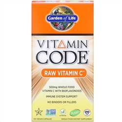 Garden of Life, Vitamin Code, витамин C RAW, 500 мг, 120 веганских капсул
