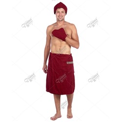 Текстиль махровый мужской бордовый из 3 предметов