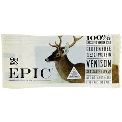 Epic Bar, Venison Sea Salt Pepper Bar, 12 Bars, 1.5 oz (43 g) Each