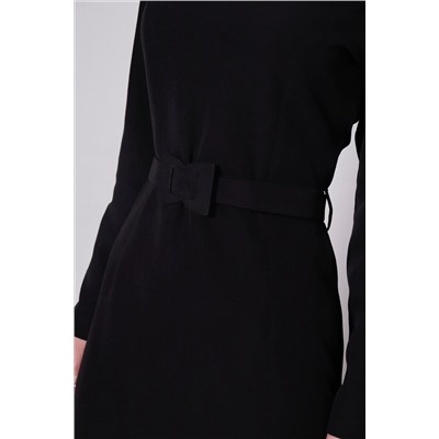 11418 Платье чёрное с асимметричным вырезом