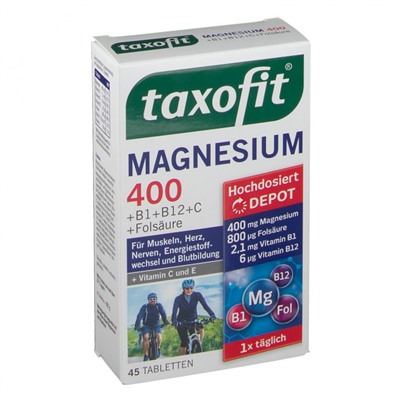 taxofit (таксофит) Magnesium 400 + B-Kompl. + Fols. + Vit.C + E Depot Tabletten 45 шт