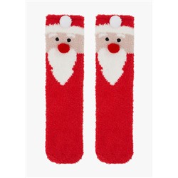 Носки новогодние красные теплые с декором, 1 пара