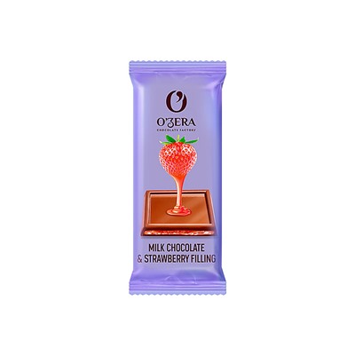 «O'Zera», молочный шоколад с желейной клубничной начинкой Milk & Strawberry filling, 24 г