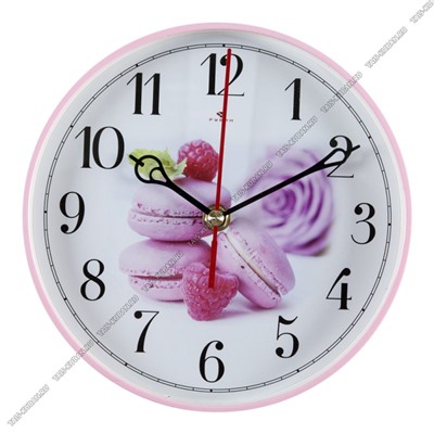 Часы (стекло/пластик) кругл.d19,5см "Макаруны" роз
