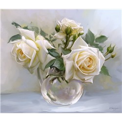 Белые розы (худ. Бузин И.) Вышивка крестиком 40х50