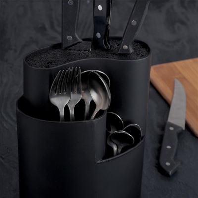 Подставка для ножей и столовых приборов «Нео», 18×11 см, цвет чёрный