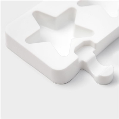 Форма силиконовая для мороженого Доляна «Звезда», 28,5×10,5×2 см, 4 ячейки, цвет белый