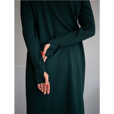 РАСПРОДАЖА платье с перчаткой_О37/темно-зеленый