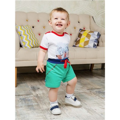 Зеленые шорты "Крабики" на шнурке для новорождённого мальчика (75704)