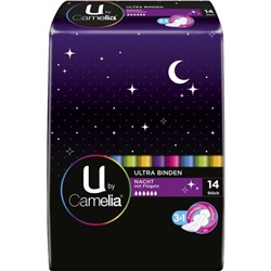 U by Camelia Ultra Binden Nacht mit Flugeln Прокладки Ультра-впитывание Ночь с крылышками 3в1  14 шт.