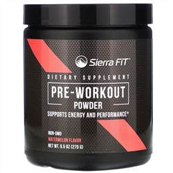 Sierra Fit, Предтренировочная порошкообразная добавка, со вкусом арбуза, 270 г (9,5 унций)