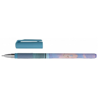 Ручка гелевая синяя 0,5мм FLUFFY SKY SLIM SOFT GRIP, круглый прорезиненный корпус, резиновый грип, и