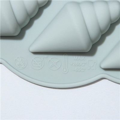 Форма силиконовая для льда и кондитерских украшений Доляна «Рожок», 14 ячеек, 23×12×1,5 см, цвет МИКС
