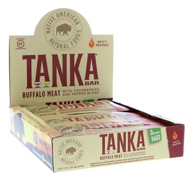 Tanka, Bar, Buffalo Meat with Cranberries and Pepper Blend , 12 Bars, 1 oz (28.4 g) Each