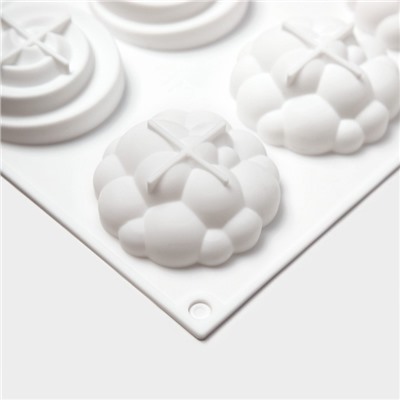 Форма силиконовая для выпечки и муссовых десертов KONFINETTA «Карамелла», 29,5×17,2×2,5 см, 8 ячеек, d=6,5 см, цвет белый