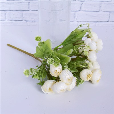 Ветка декоративная Камелия Душенька 28 см белые цветы