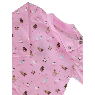 Розовый джемпер с щенками "Милый щенок" для новорождённой девочки (77206)