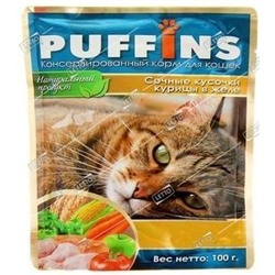 Пуффинс корм для кошек Курица желе дой-пак 100г (24) 5835